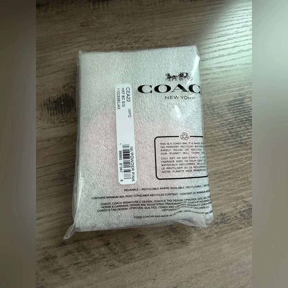 Coach Powder Pink Heart Bag Charm In Signature Canvas - Picture 6 of 8